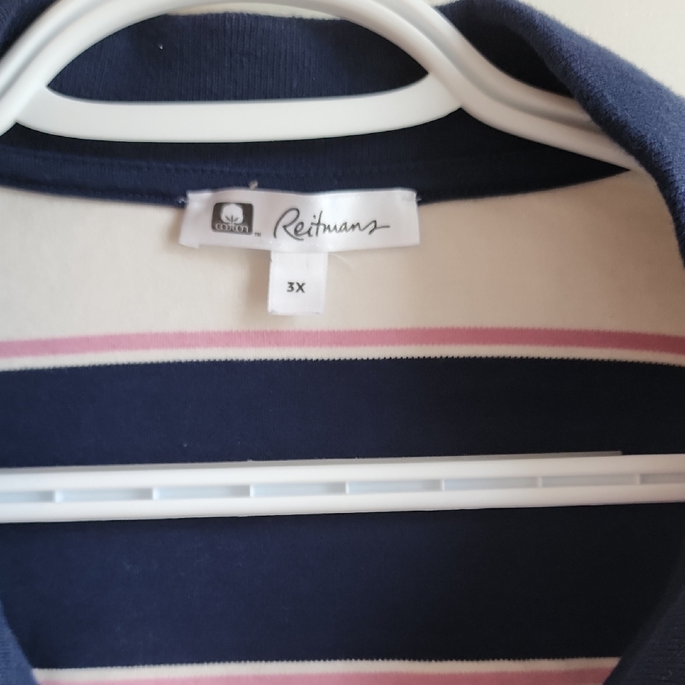 Reitmans Navy and White Striped Collared Shirt NEVER WORN! 3XL - Picture 3 of 5